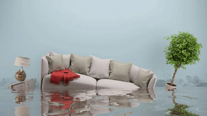 sofa terkena banjir